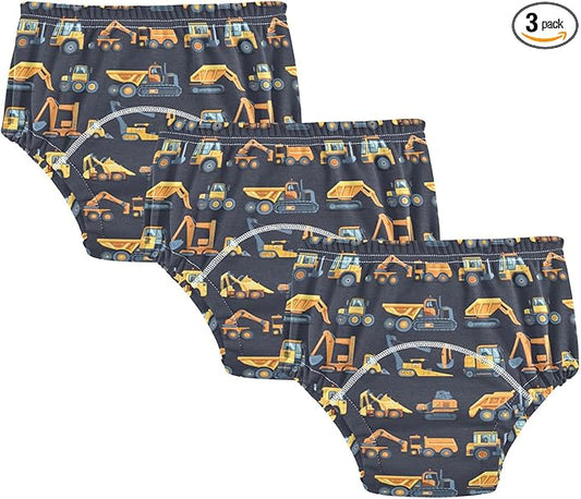Little Girls Underwear Potty Training Pants Soft Cotton Sleep Underwear for Toddler Boys 4T Construction Vehicles
