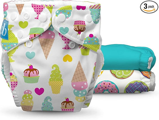 Charlie Banana Cloth Diapers, Reusable, Washable, Adjustable One Size Diaper, for Babies and Toddlers, with Absorbent Inserts - Yummy, 3 Pack