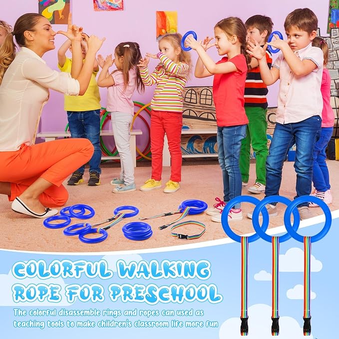 Tatuo 12 Set Toddlers Walking Rope for Preschool Toddlers Detachable Transition Rope Safety Daycare Rope for Preschool Daycare Kindergarten School Kids Outdoor Supplies (Blue)