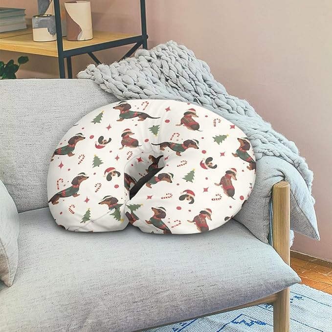 Christmas Dog Tree and Cane Nursing Pillowcase Baby Breastfeeding Slipcover Infant Newborn Nursery Bottle Pillowcase Breathable and Washable Xmas Decor