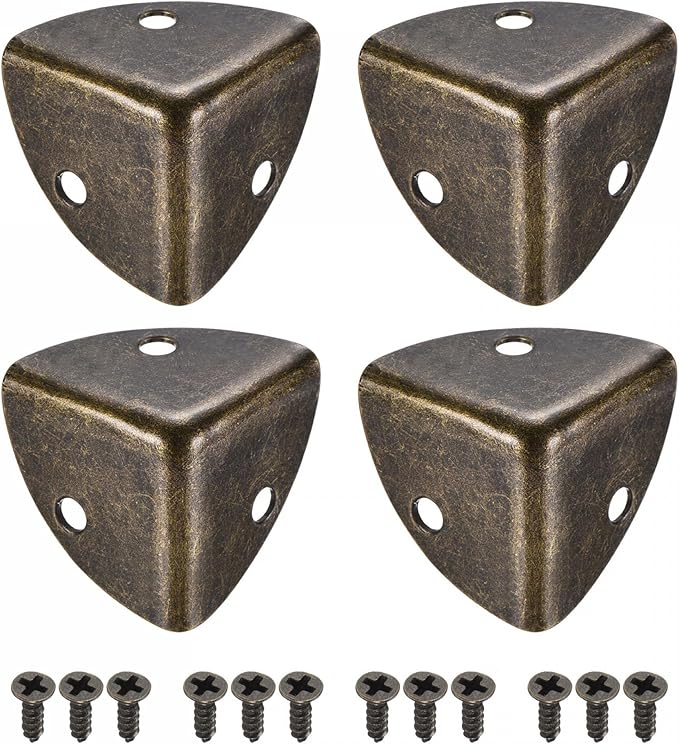 uxcell 26x26x26mm Metal Box Corner Protectors Edge Guard Bronze Tone 20pcs for Table Corners and Desk Corners