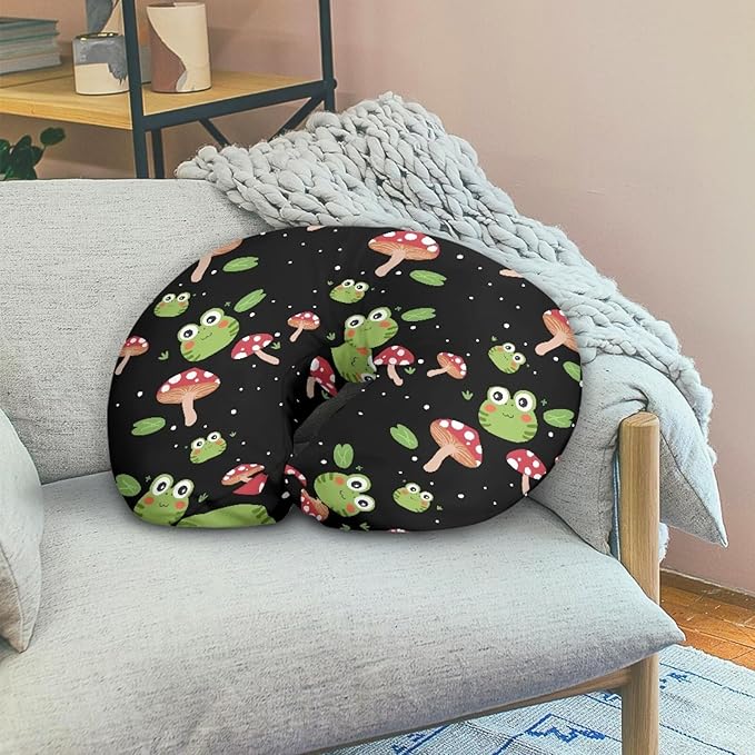 Frog Mushrooms Baby Nursing Pillow Cover Neutral Breathable Pillow Cover for Infant Snug, Removable Breastfeeding Pillow Slipcover Easy to Clean
