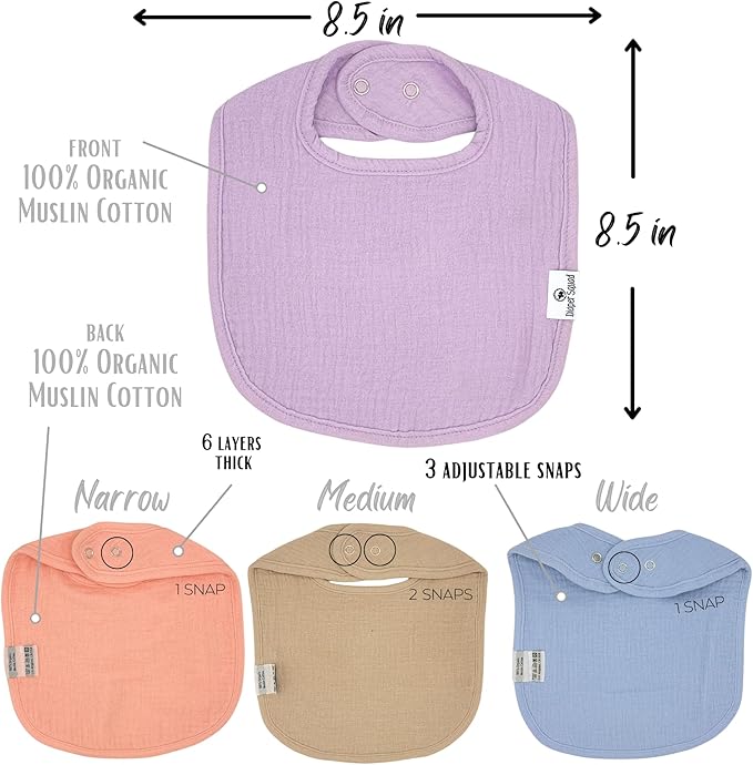 DiaperSquad's 100% Organic Cotton Baby Drool Bibs, Super Absorbent & Adjustable Baby Bibs for Drooling and Teething