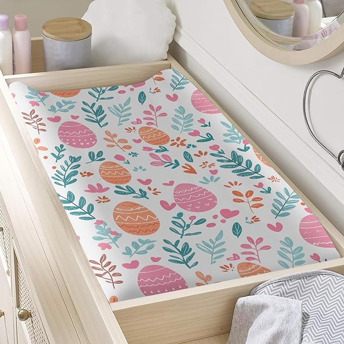 Easter Egg Soft Changing Pad Cover Comfy Infant Newborn Changing Table Covers Diaper Table Change Mat Sheet Cover for Baby Boy Girls