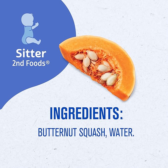 Gerber Stage 2 Baby Food, Butternut Squash Puree Tubs, No Added Salt, No Artificial Colors or Flavors, Baby Puree, 16-Pack