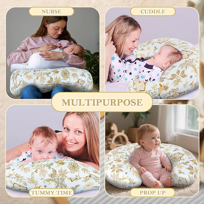 Nursing Pillow & Breastfeeding Pillow – Ergonomic C-Shape for Breastfeeding & Bottle Feeding, Standard Size Breathable with Washable Cover, Hypoallergenic,Tummy Time & Sitting Support (0-12Months)
