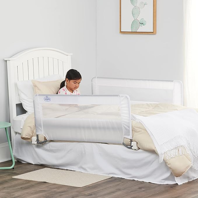 Regalo Swing Down 54-Inch Extra Long Bed Rail Guard, with Reinforced Anchor Safety System & Swing Down Double Sided Bed Rail Guard, with Reinforced Anchor Safety System(Pack of 2)