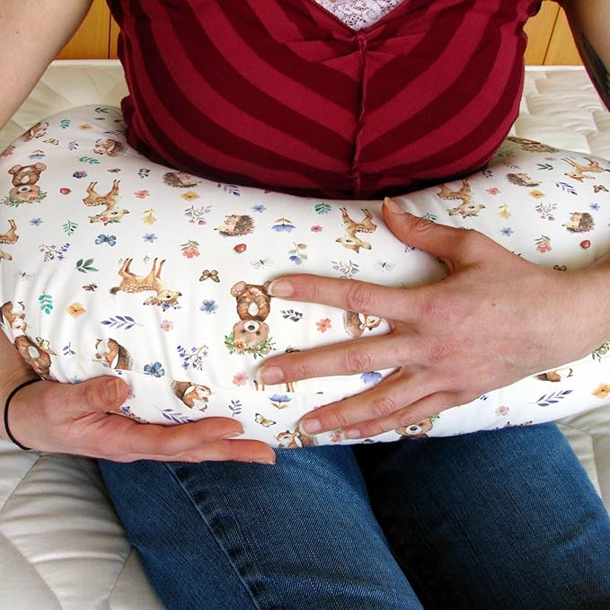 Watercolor Animals Spring Baby Nursing Pillow Covers for Boy Girl Bear Bunny Raccoon Floral Leaves Nursing Pillowcase for Breastfeeding Pillows Animal Soft Stretchy Slipcovers for Newborn