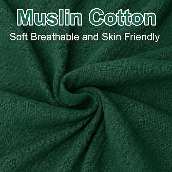2 Pack Muslin Crib Sheets for Boys & Girl- Neutral Breathable Cotton Crib Mattress Sheets Fitted for Standard 28"x 52"- Nursery Décor Ivory & Emerald Green
