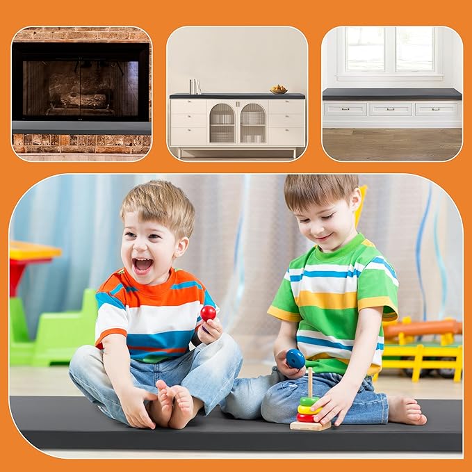 ROYALAY Fireplace Cushions for Hearth Sitting, 2" Thick Fireplace Cover Kid Proof with Anti-Slip Backing, 72"x 16" Hearth Cushion with Removable Cover