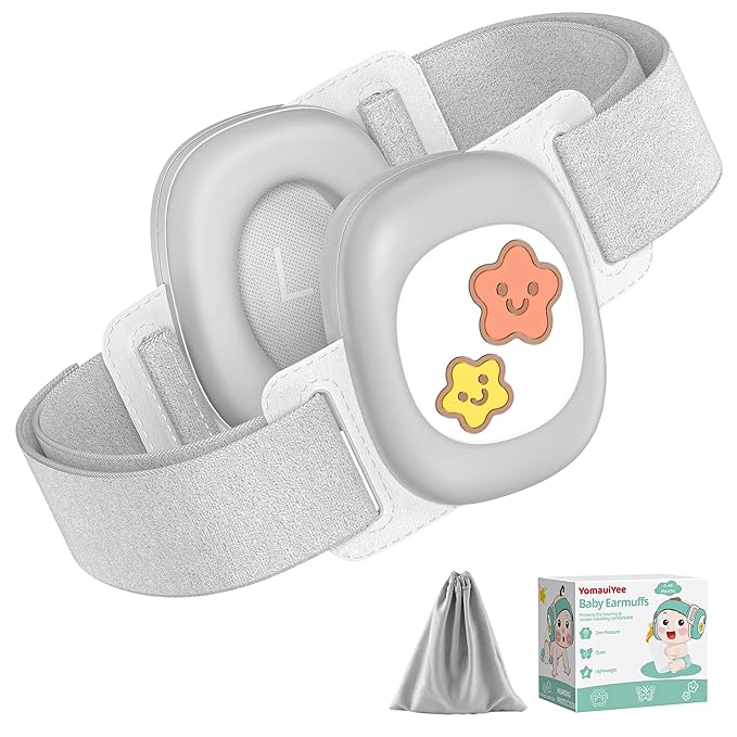 YomauiYee Baby Earmuffs,Infant Noise Cancelling Headphones with Star Pattern, Infant Ear Protection for Toddler 0-48 Months,Baby Travel Essentials for Airplane/Improves Sleep