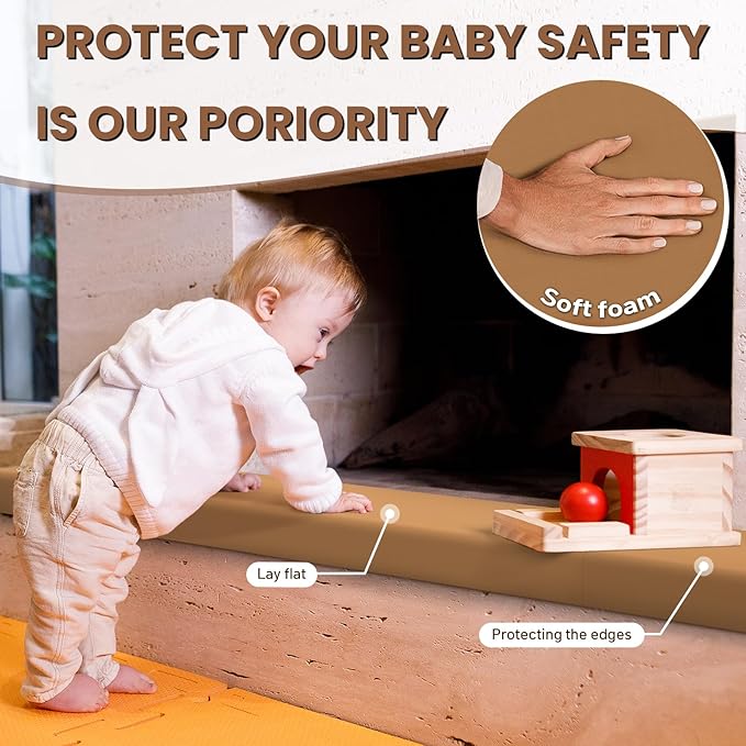 Salcod Fireplace Baby Proofing – Soft Brick Cover for Baby Proofing, 90” Foam Bumper Set for Fireplace Edge Protection, Bumpers for Babies & Toddlers, Easy to Install, Safe & Stylish