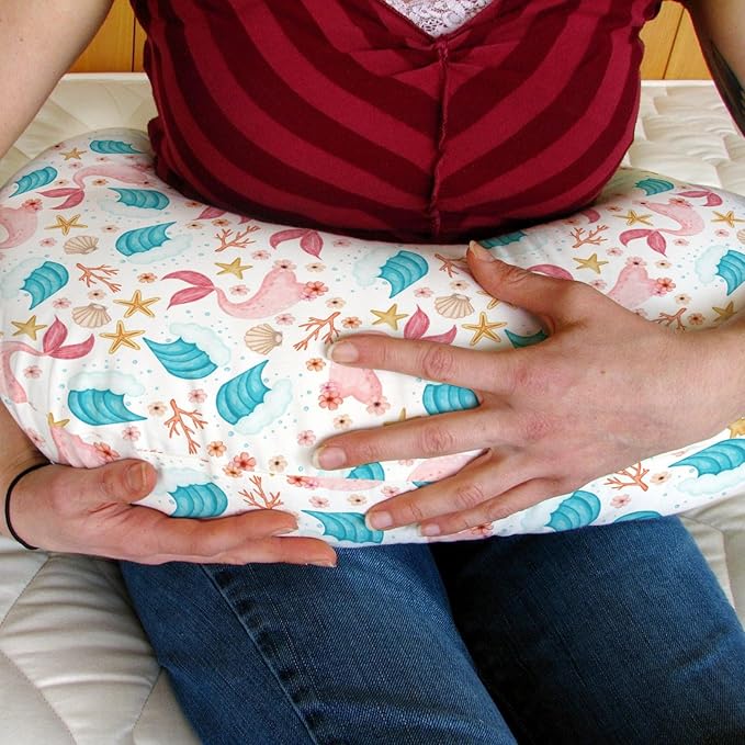 Mermaids Tails Baby Nursing Pillow Covers for Boy Girl Fairytale Fish Floral Waves Starfish Conch Nursery Pillowcase for Breastfeeding Pillows Boho Summer Beach Soft Stretchy Slipcovers for Newborn