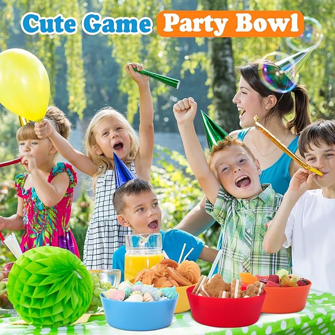 Foaincore Kids Plastic Bowls 10 oz Cereal Snack Microwave Dishwasher Safe Toddler Bowls Kids Colorful Snack Children Salad Dessert Soup Supplies