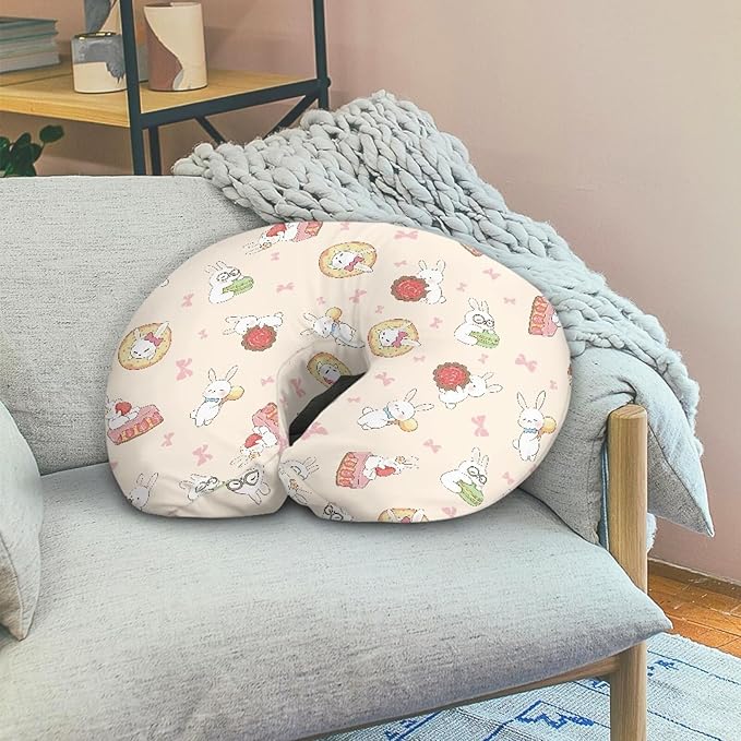 Rabbit Dessert Nursing Pillow Cover Stain Resistant Breastfeeding Pillow Slipcover Lightweight Pillow Cover, Custom Gifts for Toddler Infant