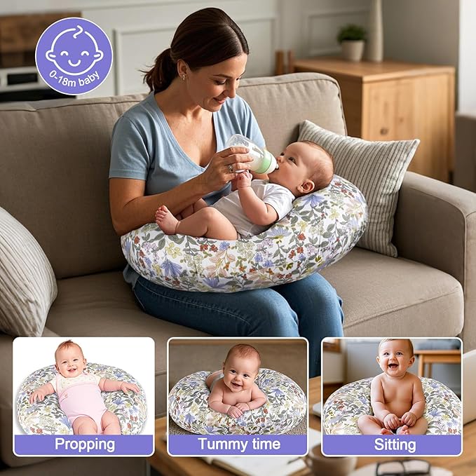 x-vesolje Nursing Pillow, Breastfeeding Pillow with Removable Cover, Ergonomic Breast Feeding Pillow, Baby Feeding Support Pillow for Mom Easier Breastfeeding- Original Size/Flower