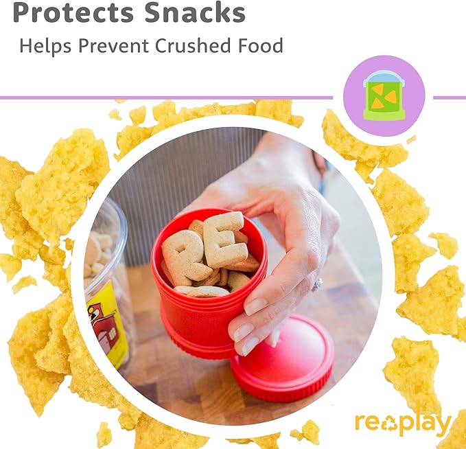 Re-Play Snack Stack Toddler Containers, 2 Sets - Stackable Cups with Travel Lid & Strap for On-the-Go, BPA-Free, Made in USA, Sunny/Lime