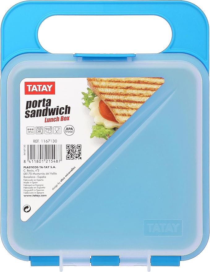 TATAY 1167100 Sandwich Holder Square Plastic 18 x 14 x 4.5 cm Blue