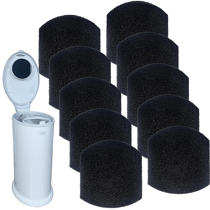 NewKe 10 Pack Baby Diaper Pail Deodorizer Refills Compatible with Ubbi Diaper Pail, Activated Charcoal Deodorizer Filters, Odor Eliminating, Precise fit, Keep Nursery Fresh