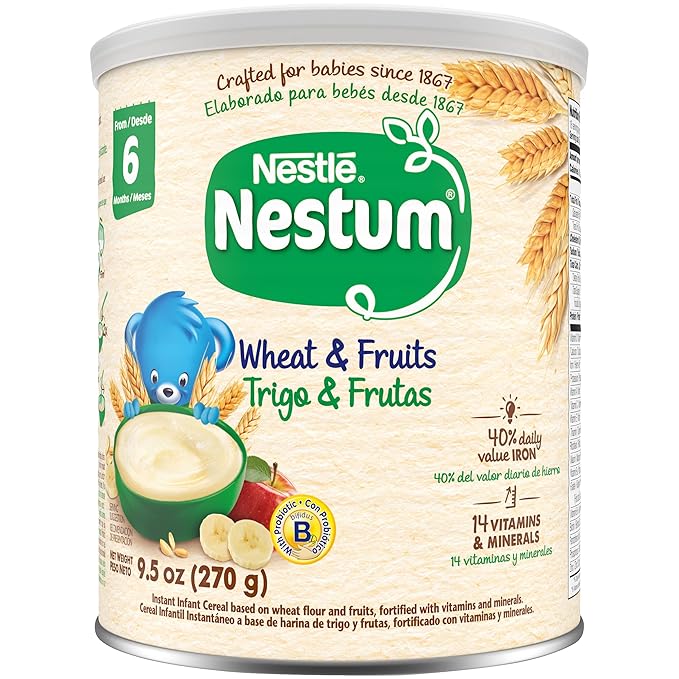 Nestum Nestle Infant Cereal Variety Pack, (2) 5 Cereals, (2) Oat, Rice & Prune, (2) Wheat & Fruits Variety Pack (6 Total Canisters) Multicolor