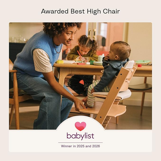 Tripp Trapp® High Chair² White, White Tray Signature Edition Includes Chair + Tray+ Baby Set with Removable Harness for Children 6-36 Months - Adjustable, Ergonomic & Easy to Clean