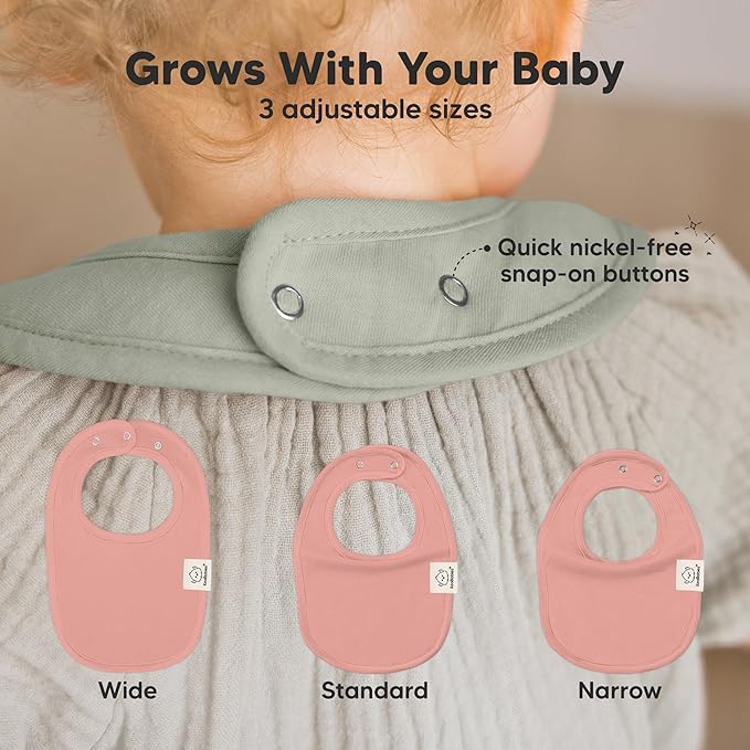 8-Pack Organic Baby Bibs for Boys, Girls - Soft Cotton Drooling and Teething Bibs for Baby Girl & Boy, Extra Absorbent, Easy to Clean & Put On for Toddler, Newborn, Infant 0-24 Months (Muted Pastel)