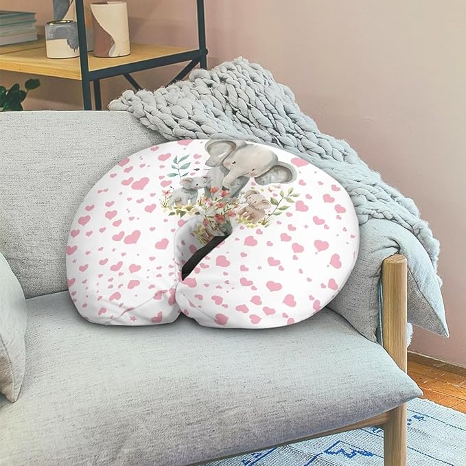 Elephant Baby Nursing Pillow Cover for Breastfeeding Moms, Breathable Neutral Breastfeeding Pillow Cover for Bottle Feeding (22"x18"x6")
