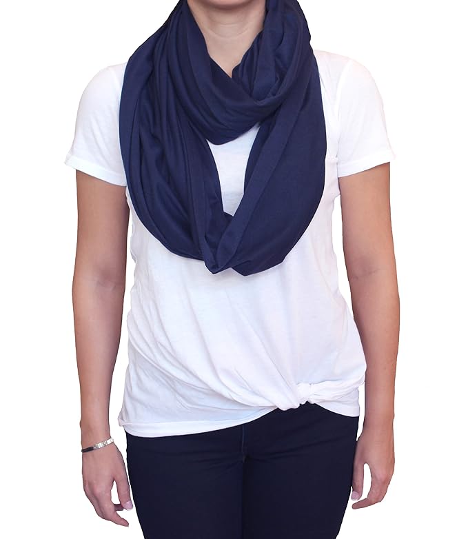 2 Pack Nursing Covers for Breastfeeding, Soft Infinity Scarf Shawl Cover Up - Lightweight, Breathable Privacy Nursing Wrap (Navy Blue & Black)