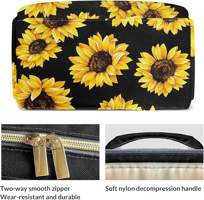 Sunflowers Mommy Bag for Baby Girl Custom Diaper Bag Backpack Waterproof Multi-Function Travel Camping Picnic Diaper Carrying Bag