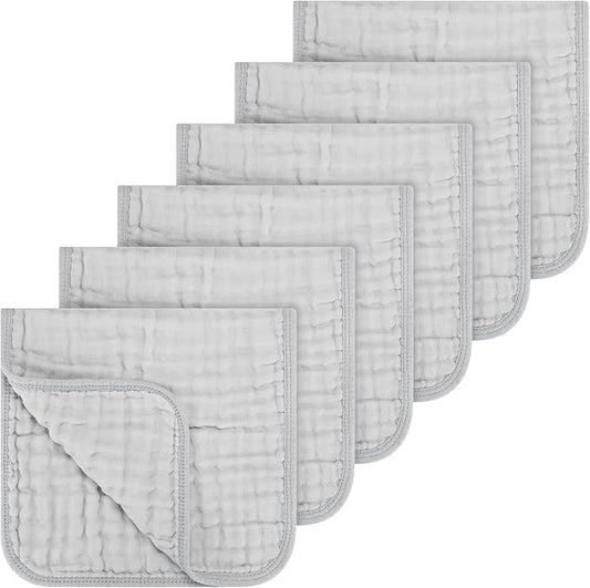 Accmor 6 Pack Muslin Burp Cloths 100% Cotton 20''x10'' Large Extra Soft and Absorbent Baby Burping Cloth for Boys Girls