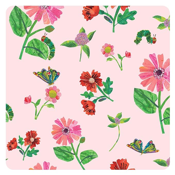 BapronBaby Eric Carle Pink Floral Caterpillar Bapron - No Neck Tie Safer Bib for Baby & Toddler - Soft Waterproof Stain Resistant - Machine Washable - Sz Preschool 3-5yrs