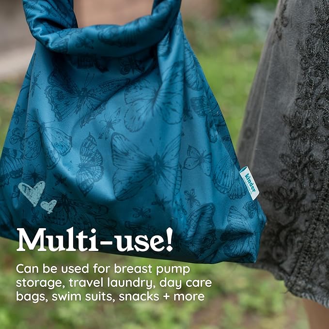 Kinder Set of 2 Water Resistant Wet Bags for Storing Laundry or Cloth Diapers Travel Size Wet Bag Daycare Beach Pool Wet Swimsuit Roll Top for Air Tight Odor Contained Washable Reusable (Sharks)