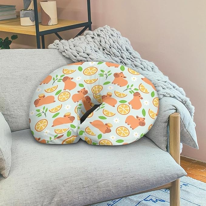 Jeiento Lemon and Capybara Nursing Pillow Covers Soft Slipcovers for Breastfeeding Pillows Comfortable Soft Feeding Pillow Slipcovers Fit Standard Infant Nursing Pillow