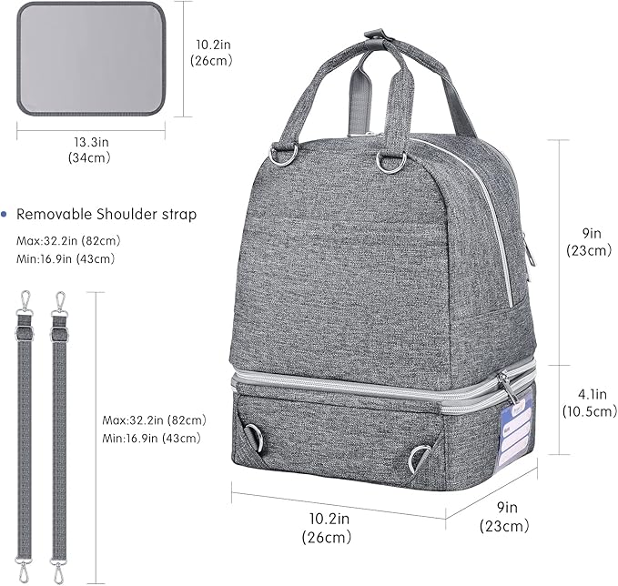 Derbiedersinn Breast Pump Bag, Compatible with Spectra Pumps, Insulated Carrying Case with Cooler for Milk Storage, Travel, Work, Daycare, Grey