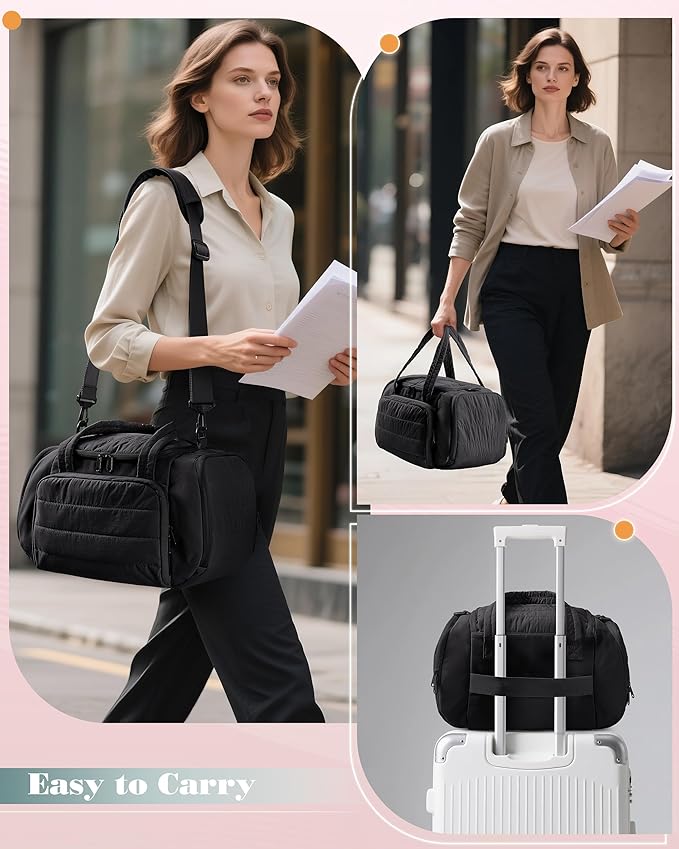 Marscamd Quilted Breast Pump Bag Compatible with Spectra S1 and S2, Pumping Bag with Cooler Compartment and a Drying Mat, Black