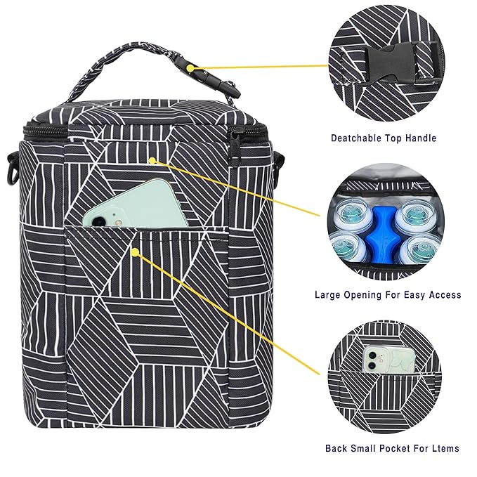 Breastmilk Cooler Bag with Ice Pack Fits 4 Baby Bottles Up To 9 Ounce Insulated Baby Bottle Bag Breast Milk Cooler on the Go with Strap Cooler Bag for Nursing Mom Daycare or Travel