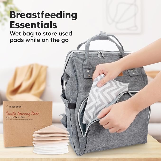 Organic Nursing Pads - 8 Washable Breast Pads for Breastfeeding, Wash Bag, Viscose Derived from Bamboo Reusable Nipple Covers for Breastfeeding Essentials, Soft & Absorbent(Bare Beige, L 5")