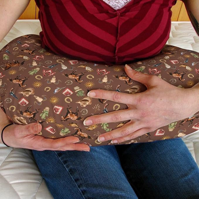 Western Cowboy Baby Nursing Pillow Covers for Boy Girl Vintage Horse Cowboy Boots Hat Cactus Goat Sun Nursery Pillowcase for Breastfeeding Pillows Wild West Soft Stretchy Slipcover for Newborn Infant