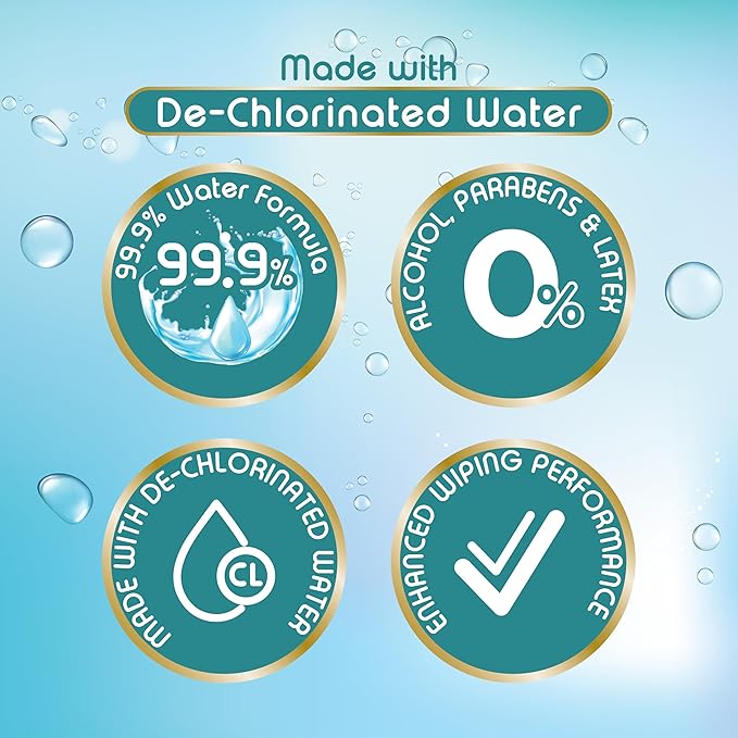 De-Chlorinated Pure Water Baby Wipes | 25 Count Gentle Unscented Wipes for Sensitive Skin | 99.9% Pure Water Based | Alcohol-Free, Paraben-Free | Soft & Thick (25 Count (Pack of 3))