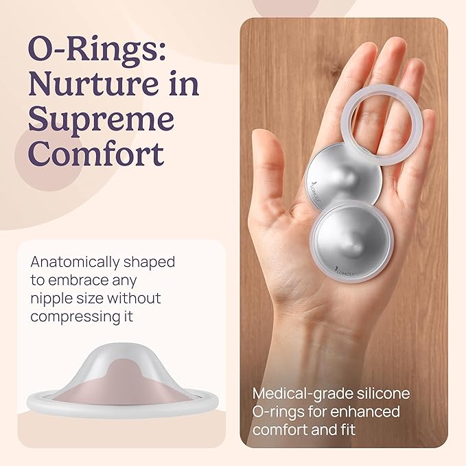 Silver Nursing Cups: Pure 999 Silver Nipple Shield | Breastfeeding Nursing Cups w/Breast Shields and Hands-Free Breast Pump (L - 1.8x0.6 inch)