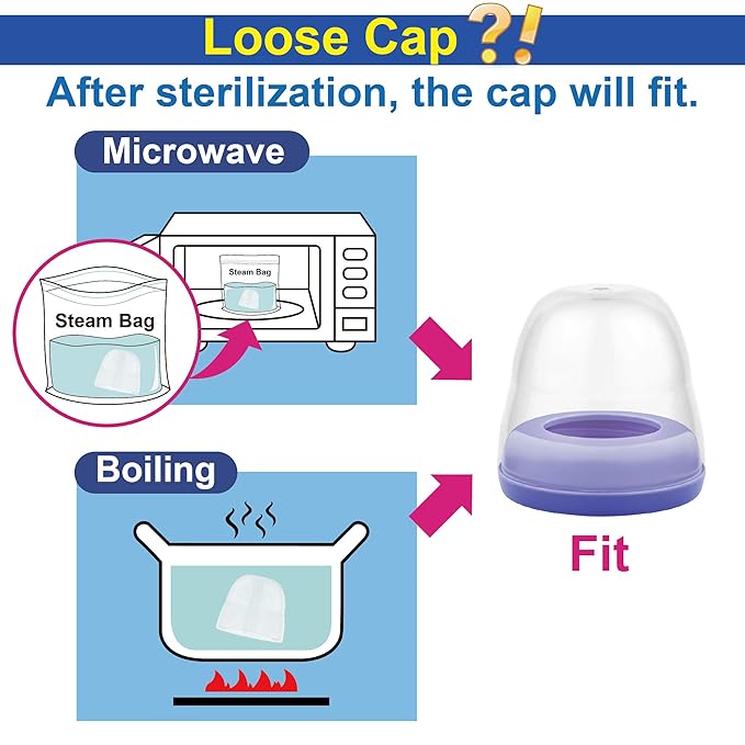 Maymom Dome Caps for Lansino Wide-Mouth Collar Ring, Spectra Wide-Mouth Collar Ring, Pigeon Wide-Mouth Collar Ring. Replace Lansino Bottle Cap, Compatible with Lansinoh Bottle Top, Lansino Bottle Lid