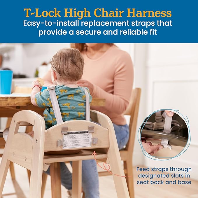 ECR4Kids Universal 5-Point T-Lock Harness, Compatible with ASATT High Chair, Replacement Part, Grey