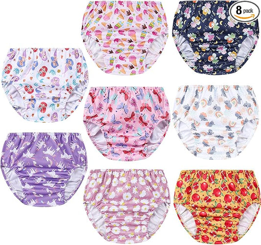 8 Packs Reusable Plastic Training Underwear for Girls and Waterproof Diaper Cover for Rubber Pants Girls 5t