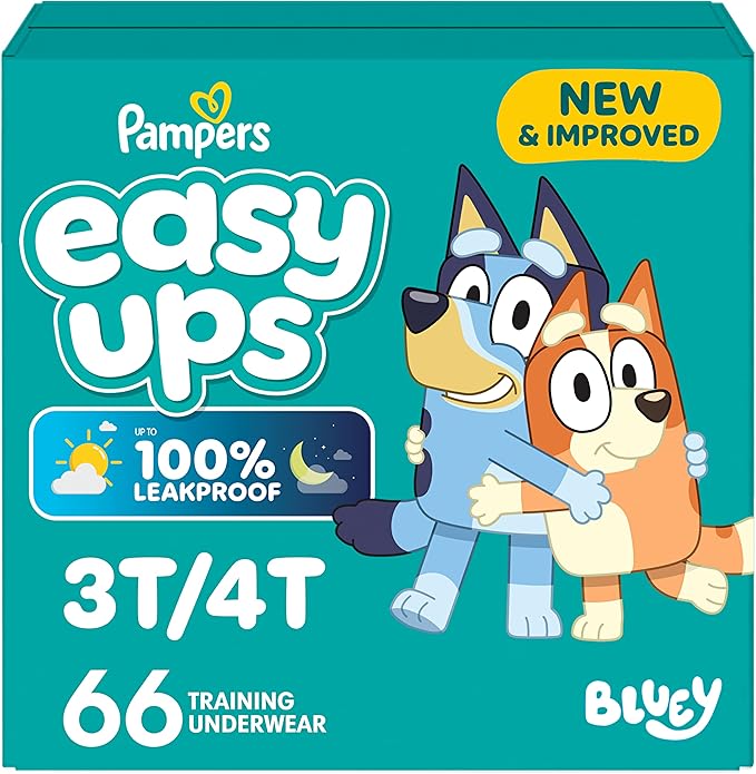 Pampers Training Pants - Easy Ups Boys & Girls Bluey - Size 3T-4T, 66 Count, Children's Potty Underwear (Packaging May Vary)