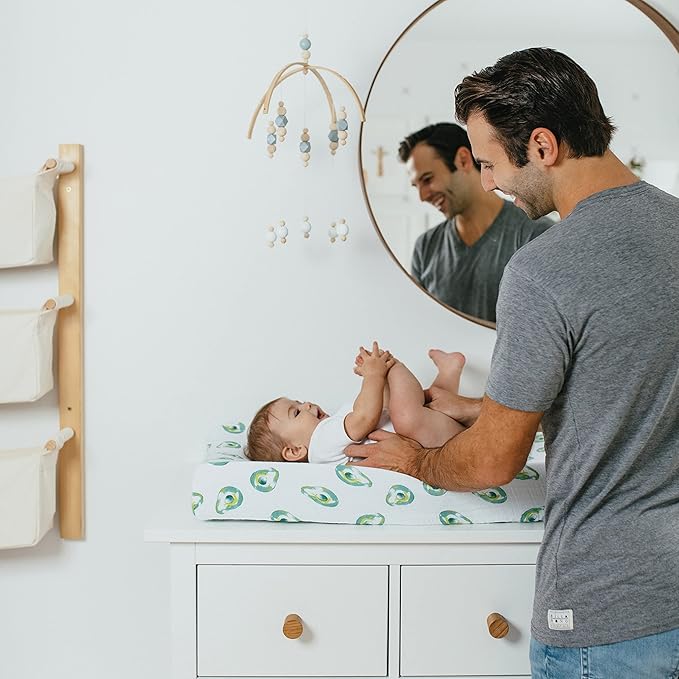 aden + anais Essentials Changing Pad Cover, 100% Cotton Muslin, Super Soft & Breathable, Tailored Snug Fit, Single, Farm to Table - Avocados