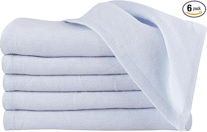 Deluxe 100% Natural Cotton Birdseye Cloth Diapers for Babies - Absorbent Cloth Diapers Burp Cloths - Blue - 6 Pack