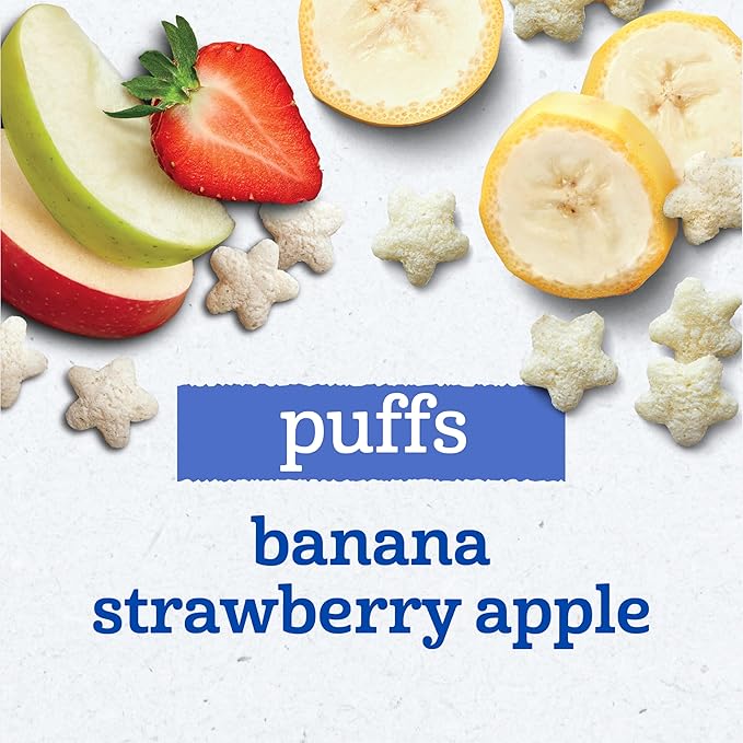 Gerber Baby Snacks Puffs Variety Pack, Banana & Strawberry Apple, 1.48 Ounce - 2 count of four packs, Package may vary, 1.48 Ounce (Pack of 8)