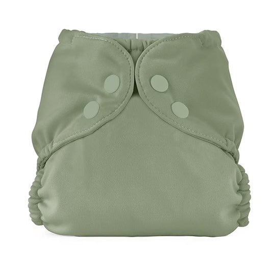 Esembly Cloth Diaper Cover - Reusable Swim Diaper, Waterproof, Breathable - Adjustable Outer Layer Over Absorbent Inner for Blowout Protection - Aloe, Size 1 (7-17lbs)