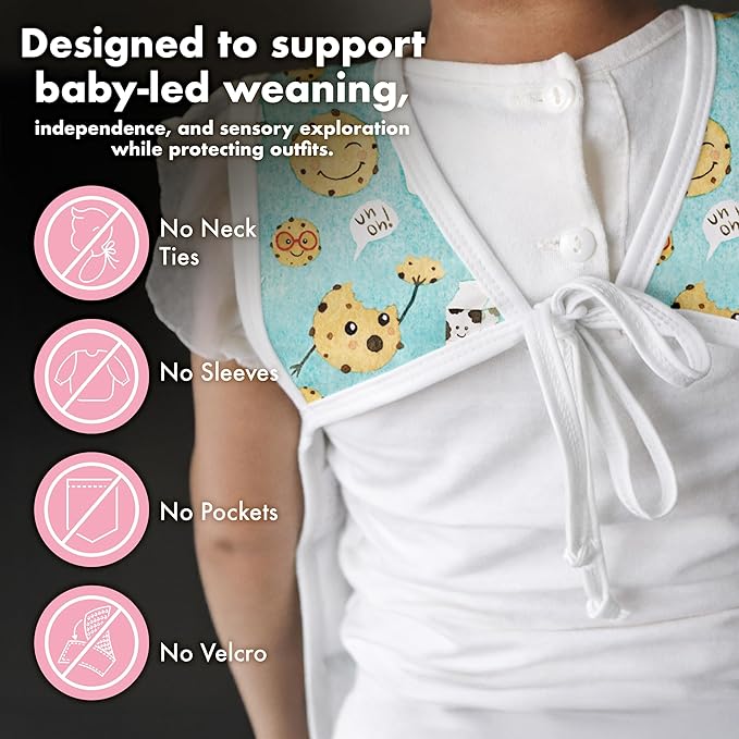 BapronBaby Pineapple Monochrome Bapron - No Neck Tie Safer Bib for Baby & Toddler - Soft Waterproof Stain Resistant - Machine Washable - Sz Baby/Toddler 6m-3T