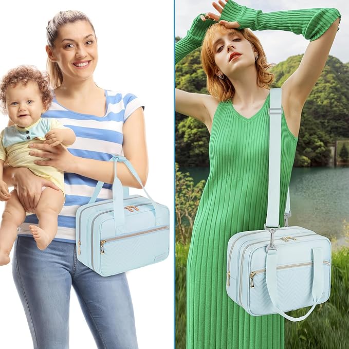 Breastmilk Cooler Travel Bag,Wearable Breast Pump Storage Bag Compatible with Momcozy/Eufy/Elvie/Willow/Medela Breast Pump with Ice Pack and Waterproof Mat,Blue